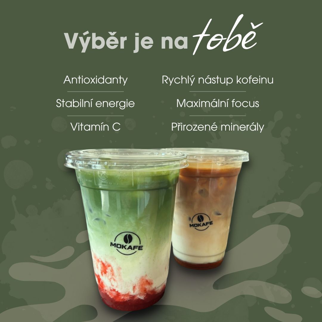 Matcha versus káva — ledové nápoje Mokafe
